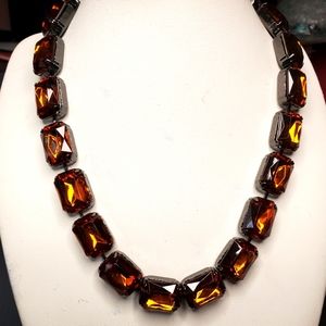 Joan Rivers Small Amber Lucite Statement Necklace